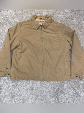 Vintage Mossimo Detroit Style Beige Quilted Bomber Jacket Size L Workwear Y2K
